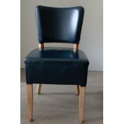 6 blauwe leren eetkamerstoelen