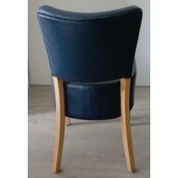 6 blauwe leren eetkamerstoelen