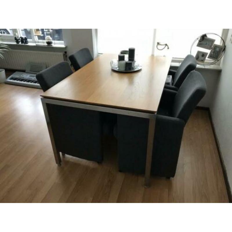4 eetkamer stoelen antraciet