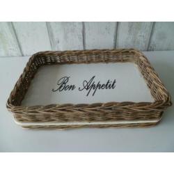 Dienblad Bonn Appetit rotan riet met houten bodem 2 maten