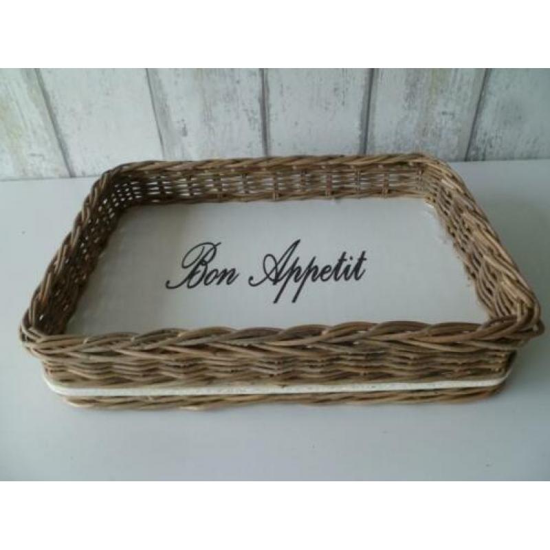 Dienblad Bonn Appetit rotan riet met houten bodem 2 maten