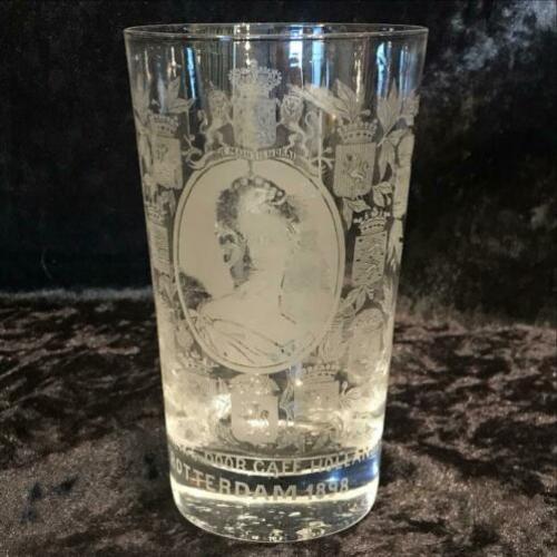 Antiek glas 1898 cafe Hollandia Rotterdam koningshuis wilhel