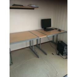 hout met rvs bureau met ladeblok