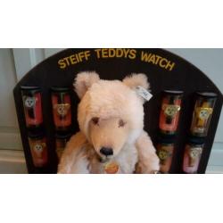 Steiff winkel display Beren Horloges Knopf im Ohr jaren 90
