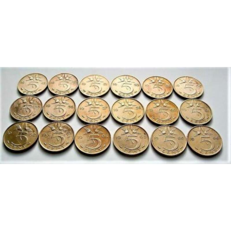 Nederland Alle Vijf cent Stuivers 5 Cents 1948 t/m 2001 munt
