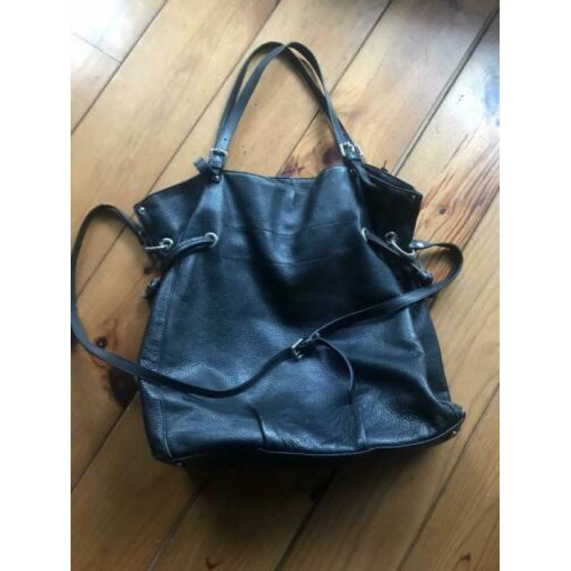 Leren shopper zwart Camy Bags