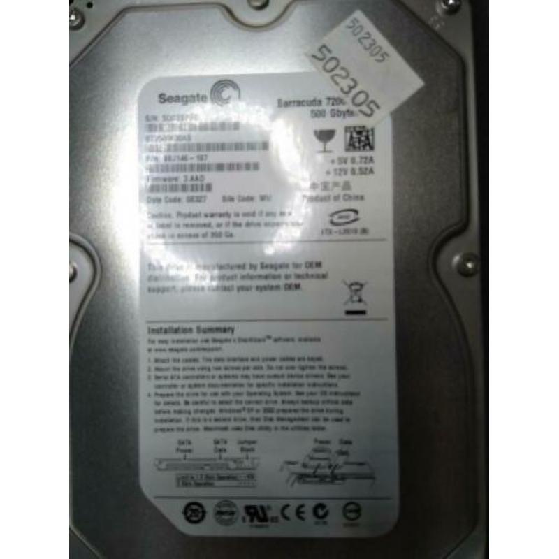 500 GB Seagate 3.5 Ich SATA Harddisk ST3500630AS (4 stuks)