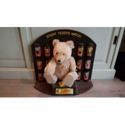 Steiff winkel display Beren Horloges Knopf im Ohr jaren 90