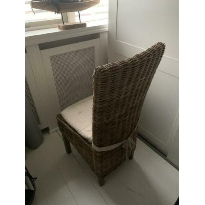 6 rieten eetkamerstoelen
