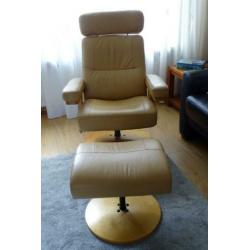 Lederen Draaifauteuil met Hocker