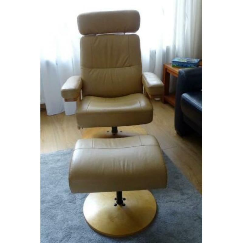 Lederen Draaifauteuil met Hocker