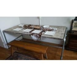 Industriële tafel steigerbuis eettafel 220x95 cm