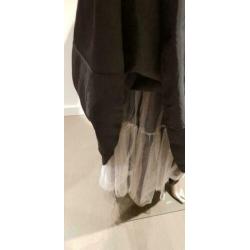 Zwarte strapless gala jurk + stola. Elegante pasvorm, maat S