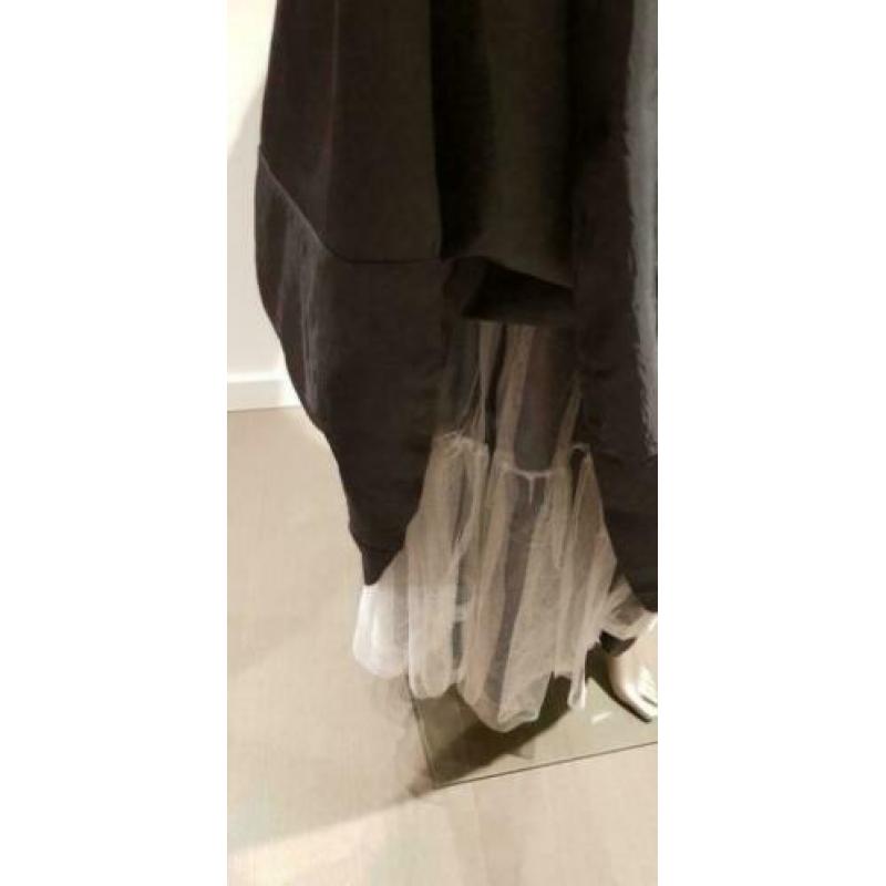 Zwarte strapless gala jurk + stola. Elegante pasvorm, maat S