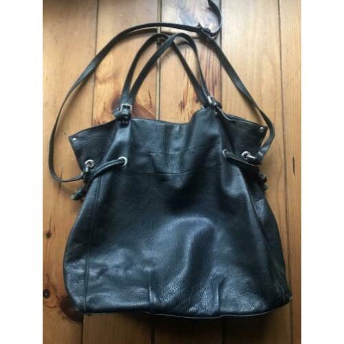 Leren shopper zwart Camy Bags
