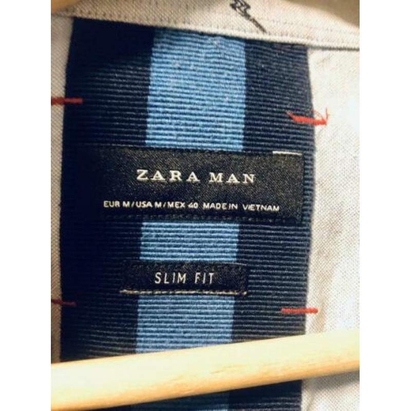 Zara Man overhemd slimfit, lichtblauw met print, maat M