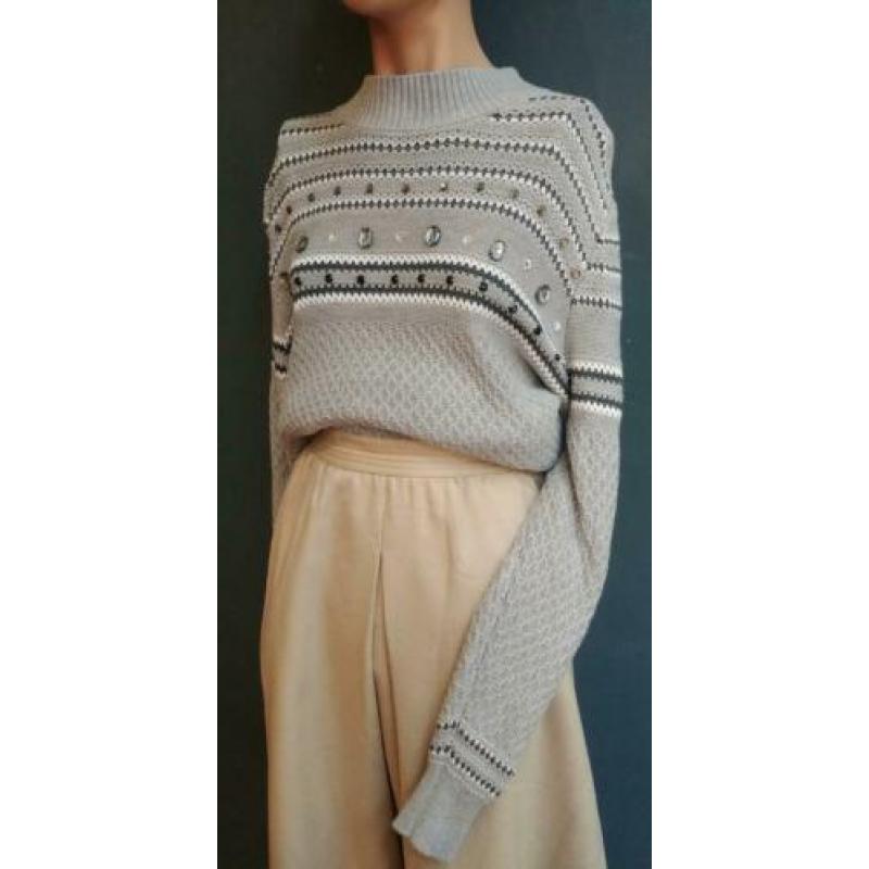 Vintage trui (80s/90s) met glitterstenen ( MT L/ XL)