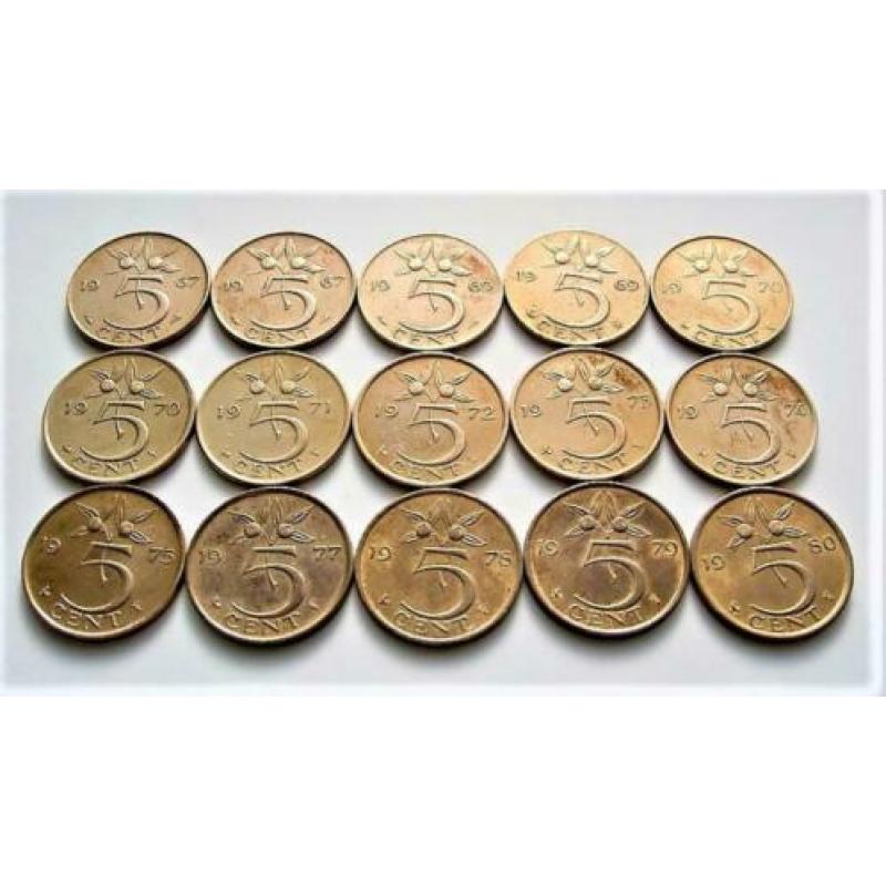 Nederland Alle Vijf cent Stuivers 5 Cents 1948 t/m 2001 munt