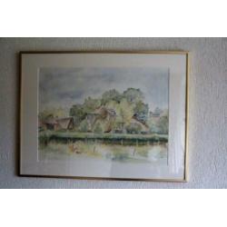 Aquarel,eigen woonhuis + atelier Jaap en Willem Dooijewaard