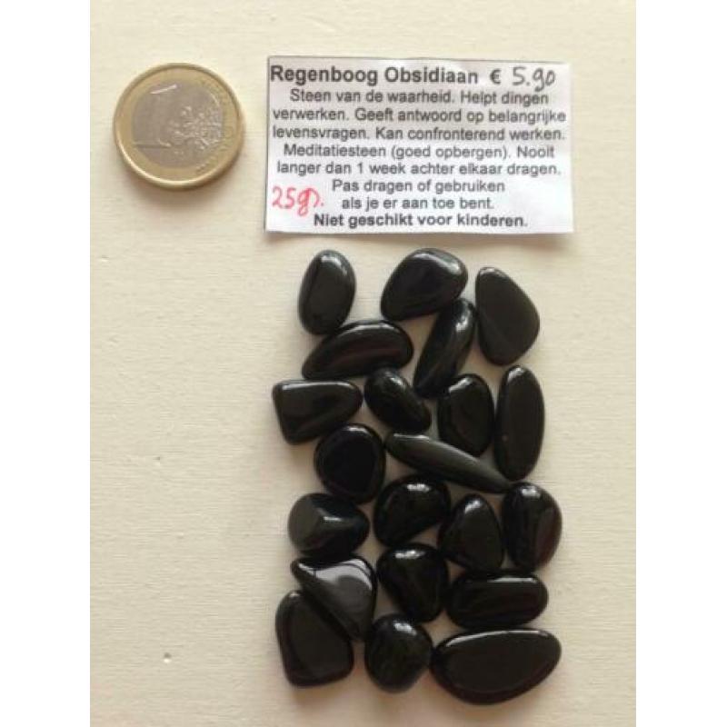 25 en 50 gram edelstenen o.a. Regenboog Obsidiaan