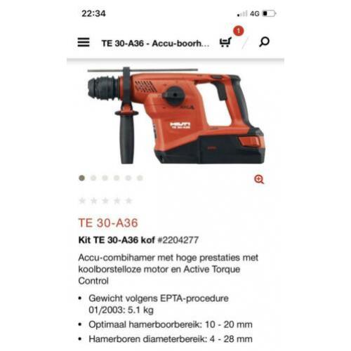 Hilti TE30-36 AVR combi (boren/hakken) sds-plus