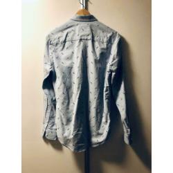 Zara Man overhemd slimfit, lichtblauw met print, maat M