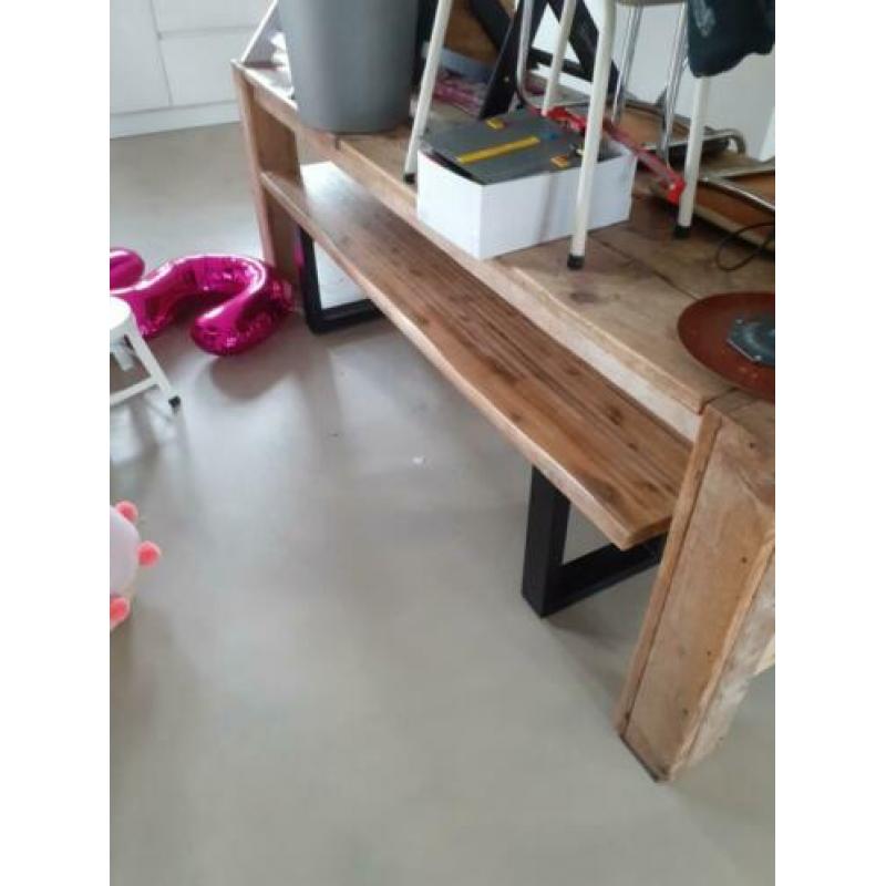 Bank hout eettafel eettafelbank industrieel 180 x 40 zgan