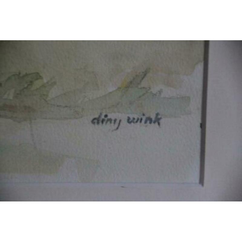 Aquarel,eigen woonhuis + atelier Jaap en Willem Dooijewaard