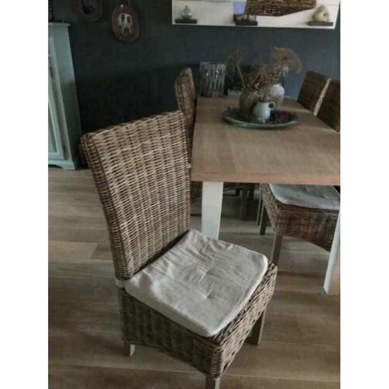 6 rieten eetkamerstoelen