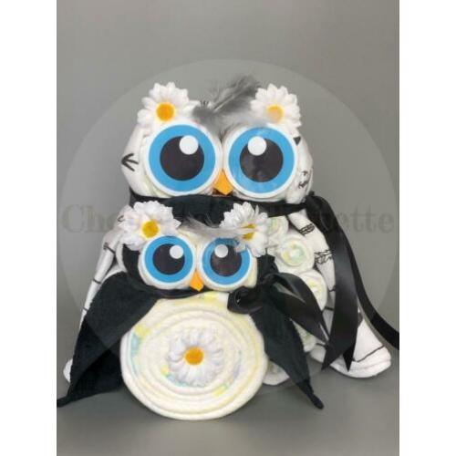 Gratis verzending Luiertaart Uil Luieruil Set zwart wit
