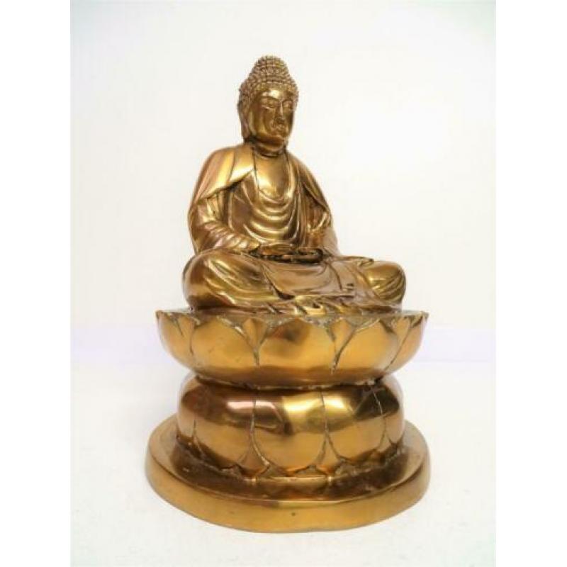 Brons Zen Meditatie Boeddha beeld op lotustroon