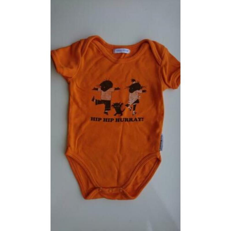 Leuke, oranje romper voor Koningsdag, maat 62-68