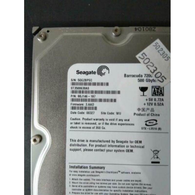 500 GB Seagate 3.5 Ich SATA Harddisk ST3500630AS (4 stuks)