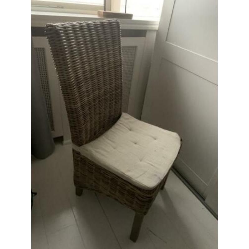 6 rieten eetkamerstoelen