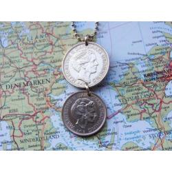 Denemarken: originele munt ketting/sleutelhanger reiscadeau