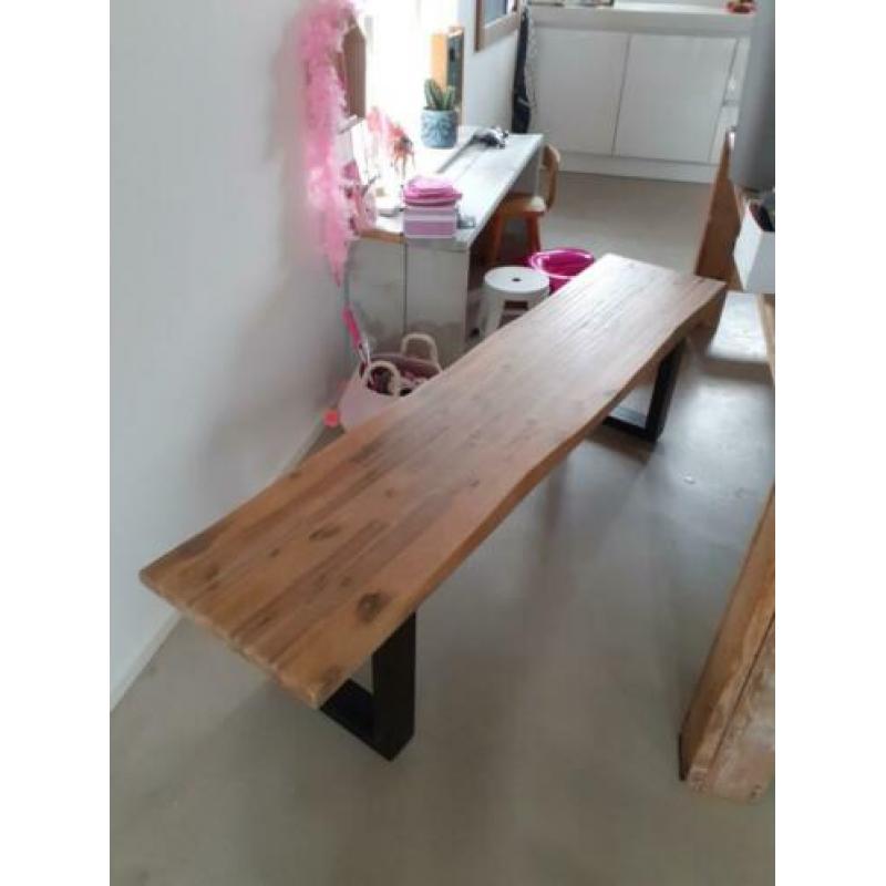 Bank hout eettafel eettafelbank industrieel 180 x 40 zgan