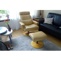 Lederen Draaifauteuil met Hocker