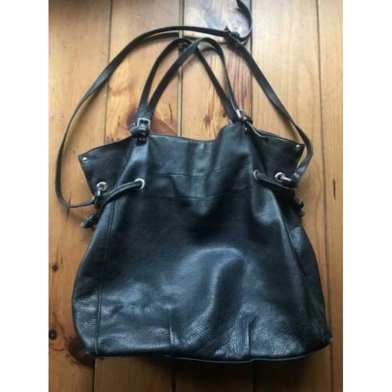 Leren shopper zwart Camy Bags