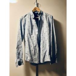 Zara Man overhemd slimfit, lichtblauw met print, maat M