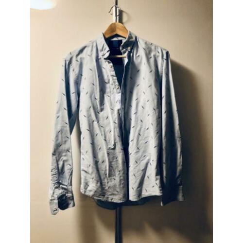Zara Man overhemd slimfit, lichtblauw met print, maat M