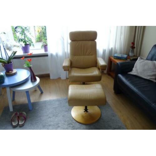 Lederen Draaifauteuil met Hocker
