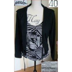 POOOLS zwart-witte tweens vest zgan maat 40 zgan
