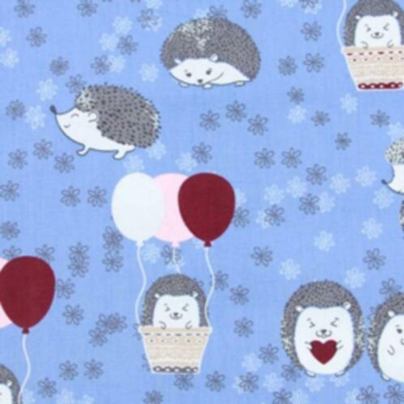 Nieuw in! 640)140x50cm Katoen stof egeltje en ballon blauw