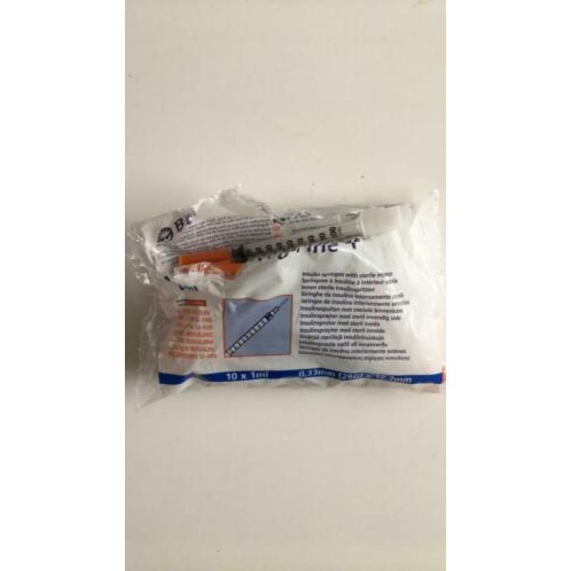 Insuline spuiten 1ml 0,33 mm (29G) x 12,7 mm 19 stuks nieuw