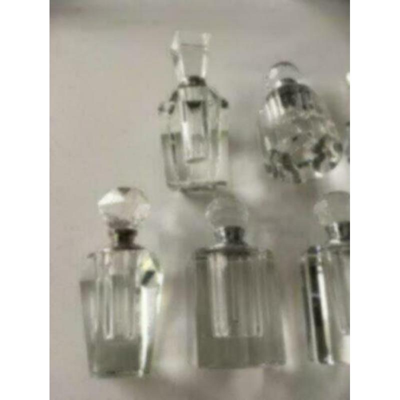 8 x kristallen parfumfles 7/ 9,5 cm hoog