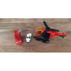 Duplo politie motor, brandweer auto en helikopter, cars