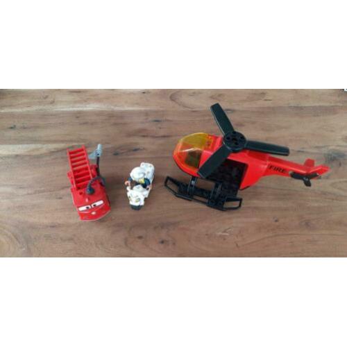 Duplo politie motor, brandweer auto en helikopter, cars