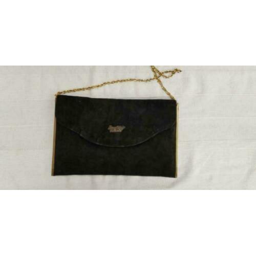 D577: VINTAGE Borsettificio Riminese avondtasje zwart suede