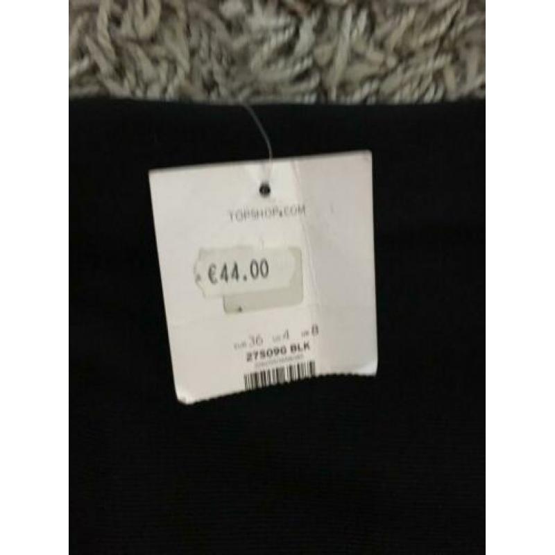 topshop ribbel rok stretch zwart kant s 36 nieuw