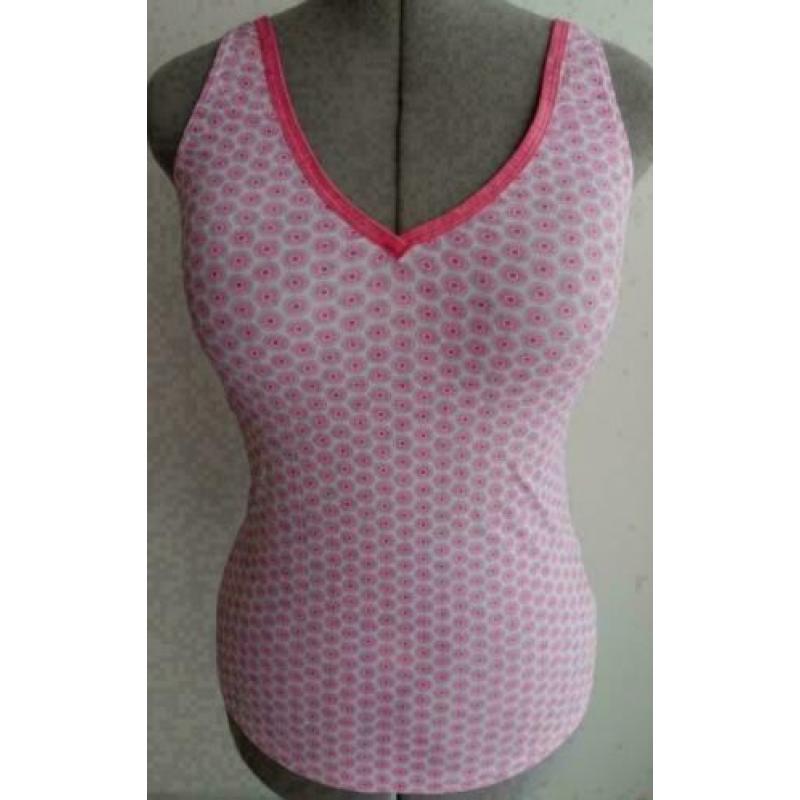 Glad NW roze/wit BJORN BORG stretch top "pluisjes printje" M